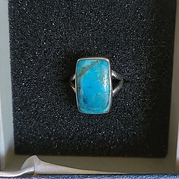 Blue Mojave Turquoise ring in Solid Sterling silver 925. Size 5.5 - Picture 2 of 6